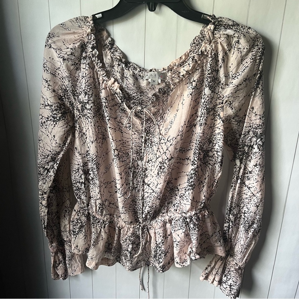 Silk and Cotton Peplum Blouse Floral Print